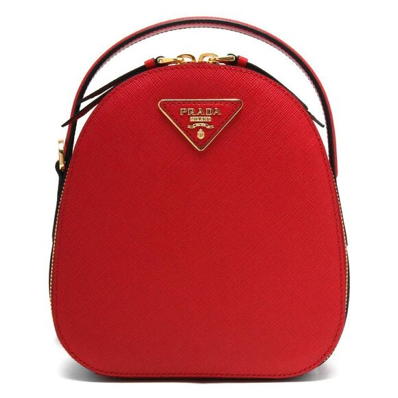 Prada Rucksack Backpack Saffiano Lux Triangular Logo Plate Forco Red - Picture 1 of 7